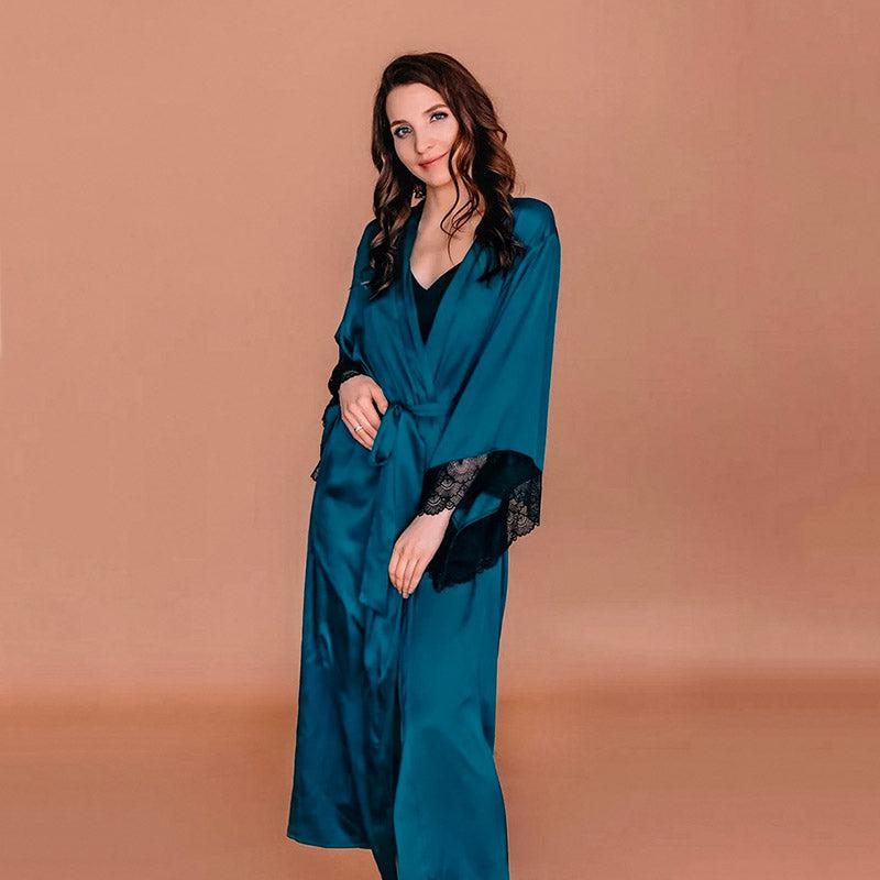 Kimono Long Femme Nuit Satin Collection Elegance Nocturne Kimono Harmonie