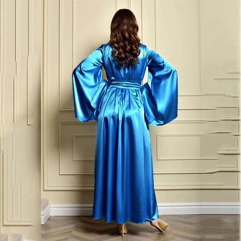 Royal Blue Satin Kimono