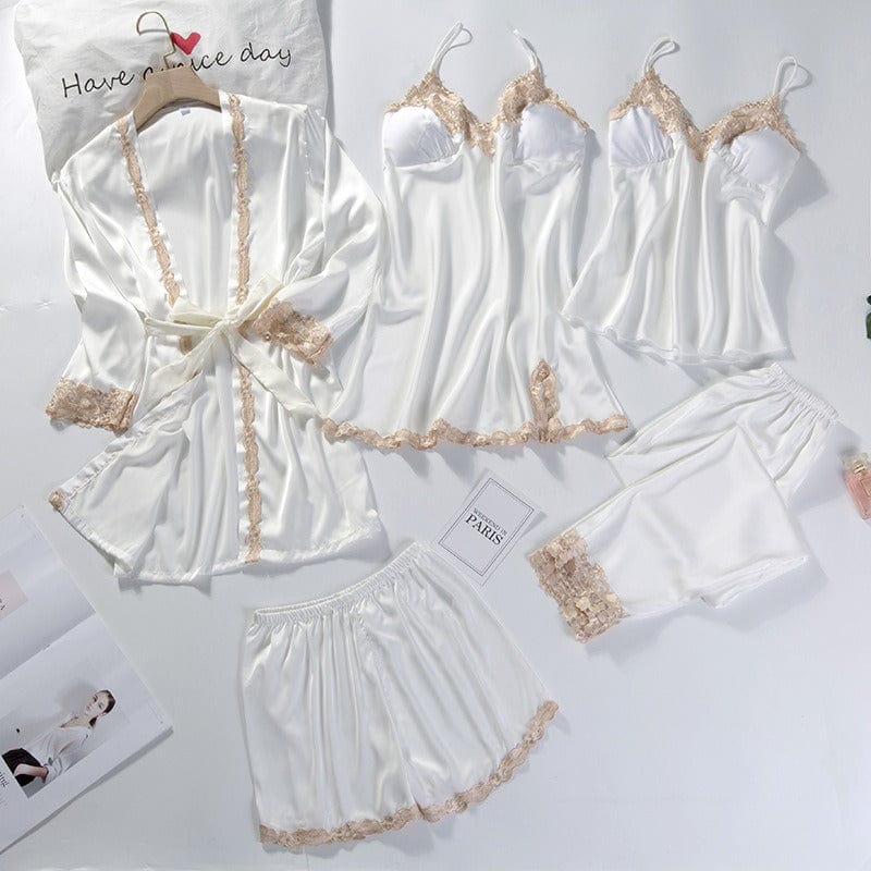 “Starry Night” Nightie and White Kimono Set