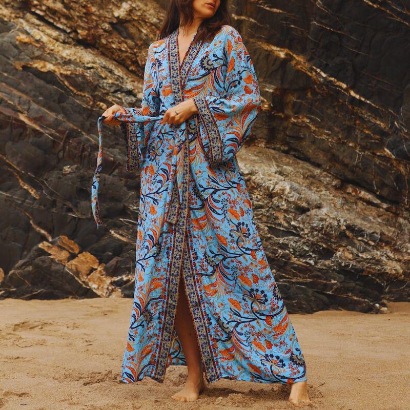 Kimono Bleu en Soie Deluxe