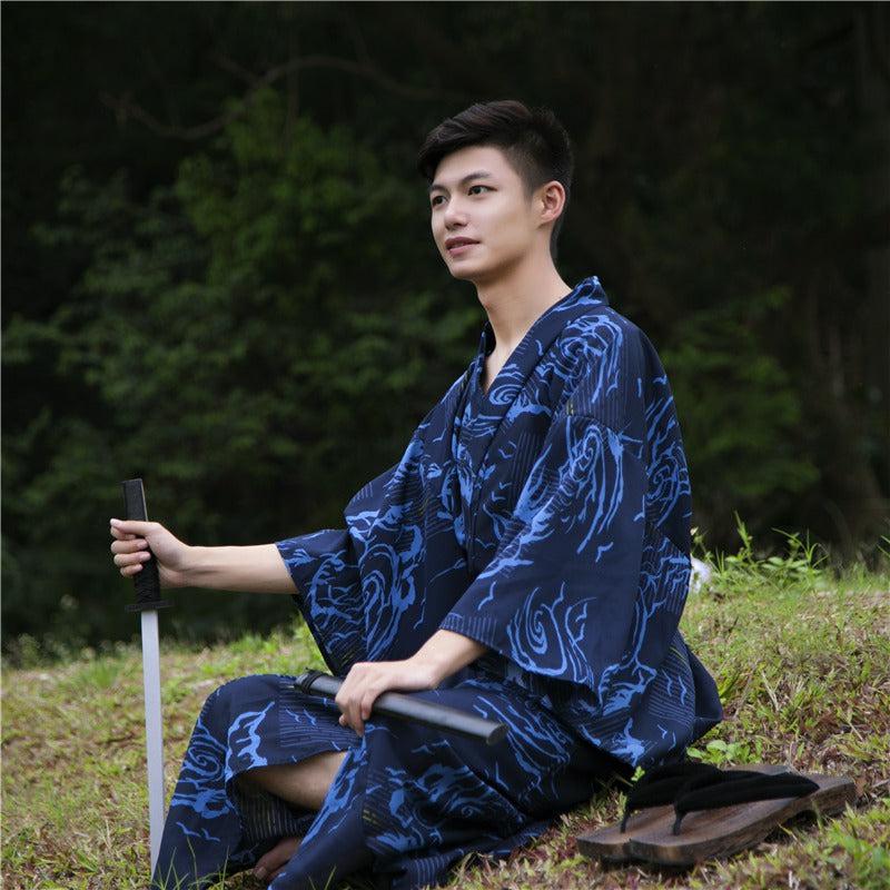 Kimono en Coton Bleu Bio