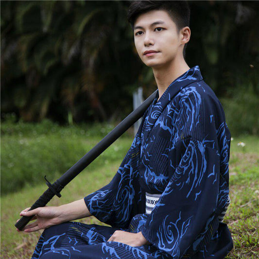 Kimono en Coton Bleu Bio