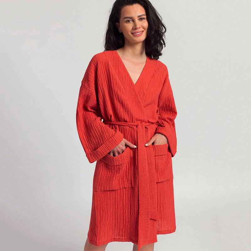 Kimono en Coton Rouge Japonica