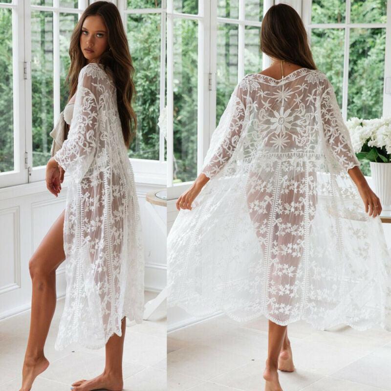 Kimono Blanc en Dentelle Chic