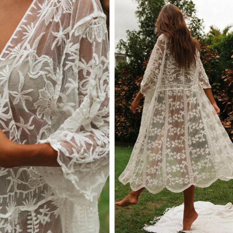 Kimono Blanc en Dentelle Chic