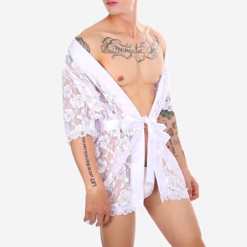 Kimono Dentelle Blanc pour Homme