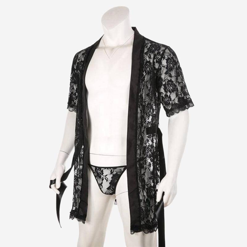 Kimono Dentelle Noir pour Homme