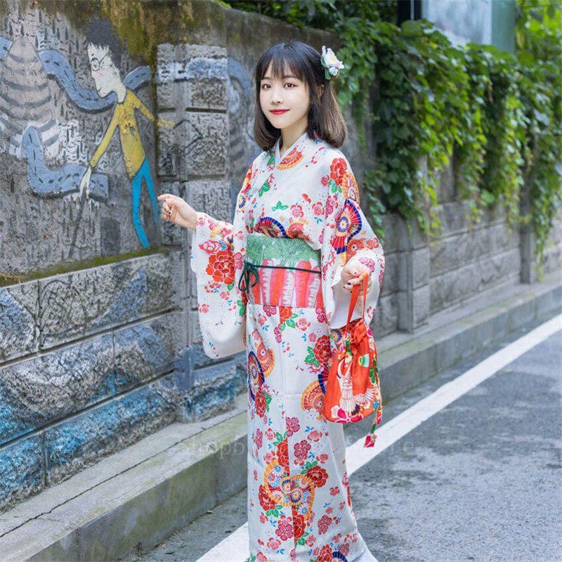 White Floral Kimono for Women