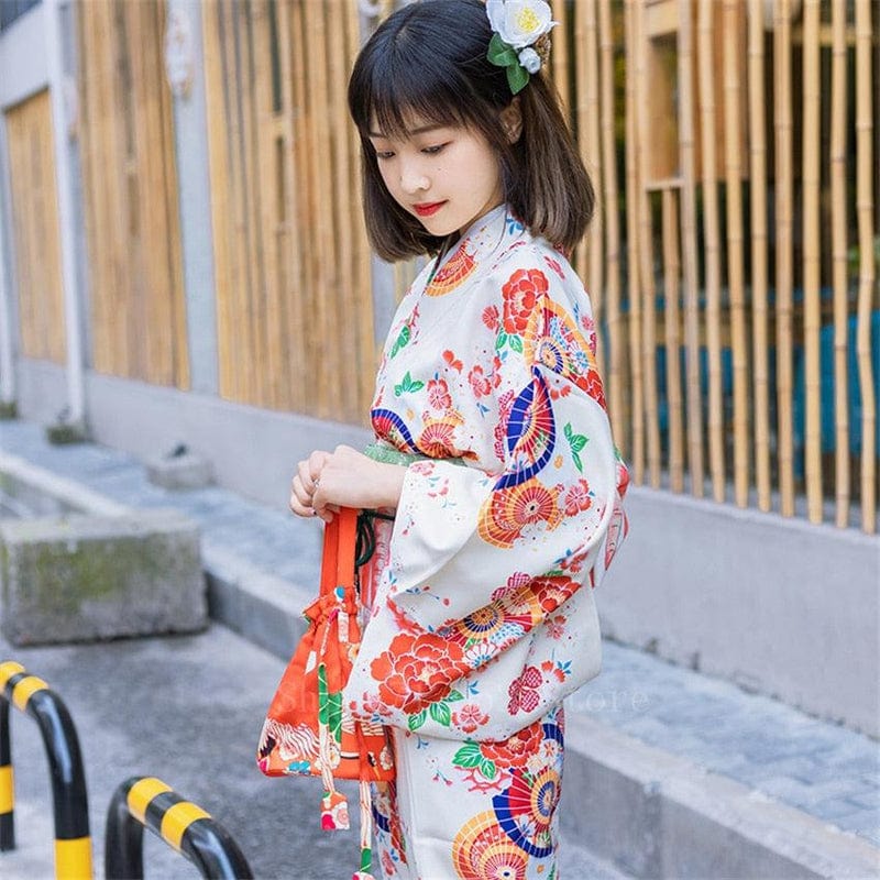 White Floral Kimono for Women