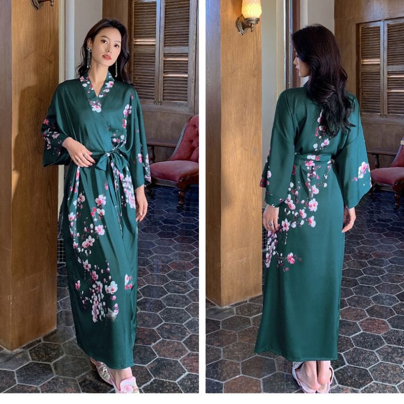 Women's Green Floral Kimono