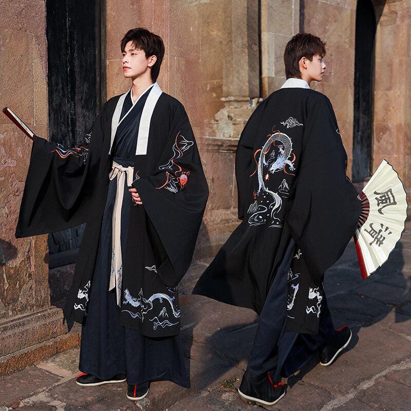 Long Black Kimono for Men