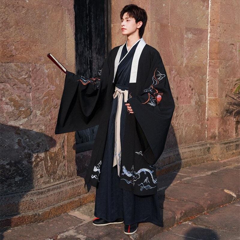 Kimono Long Noir pour Homme