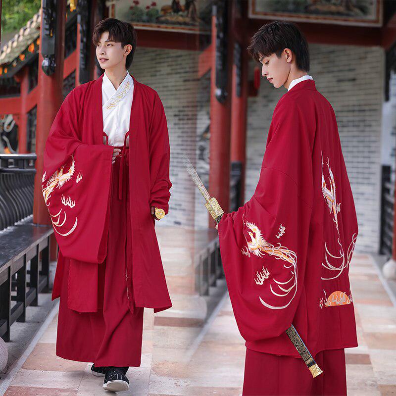 Kimono Homme Long Rouge - Style Élégant