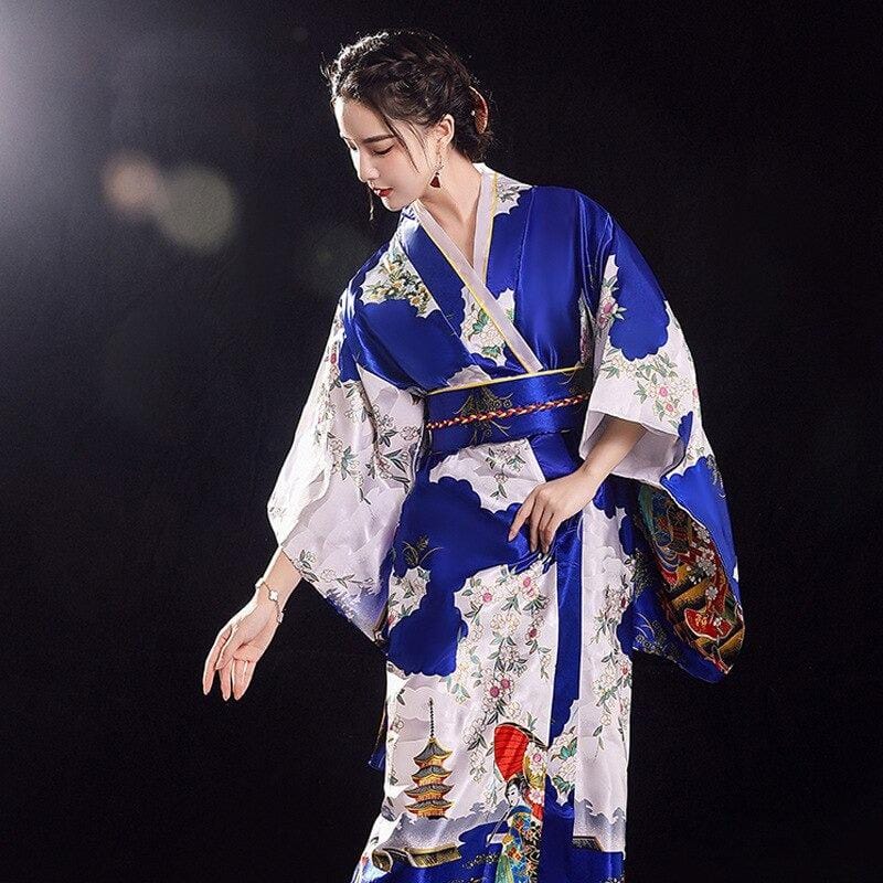 Electric Blue Japanese Kimono