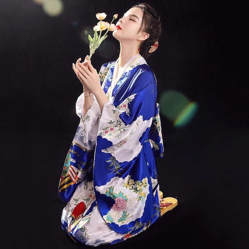 Electric Blue Japanese Kimono