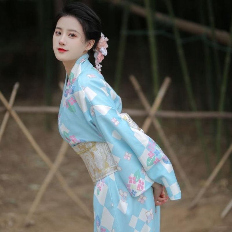 Sky Blue Japanese Kimono - Authentic Japanese Style