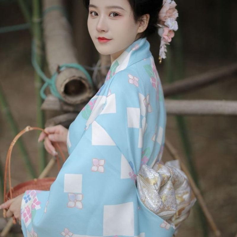 Sky Blue Japanese Kimono - Authentic Japanese Style