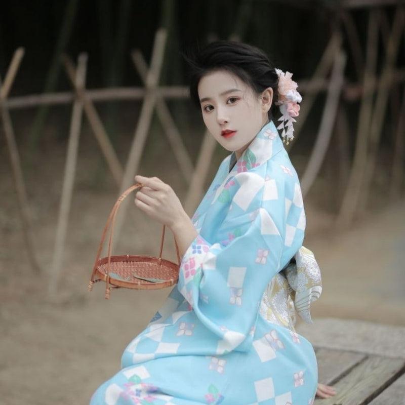 Sky Blue Japanese Kimono - Authentic Japanese Style