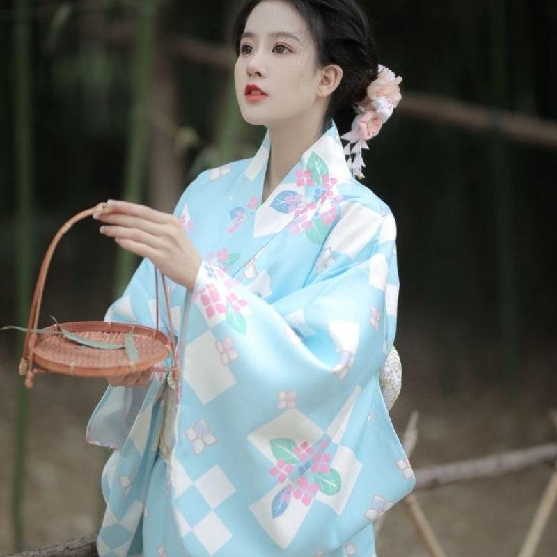 Sky Blue Japanese Kimono - Authentic Japanese Style