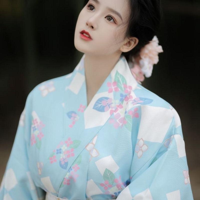 Sky Blue Japanese Kimono - Authentic Japanese Style