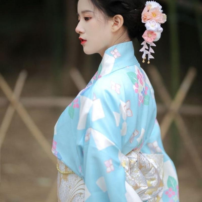 Sky Blue Japanese Kimono - Authentic Japanese Style