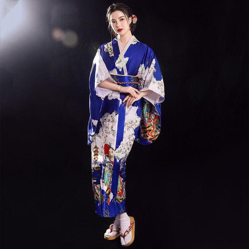 Kimono Japonais Bleu Électrique