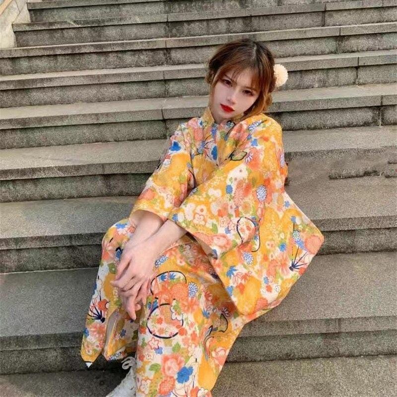 Japanese Golden Floral Kimono - Limited Edition