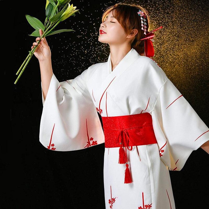 Kimono Blanc Japonais pour Femme