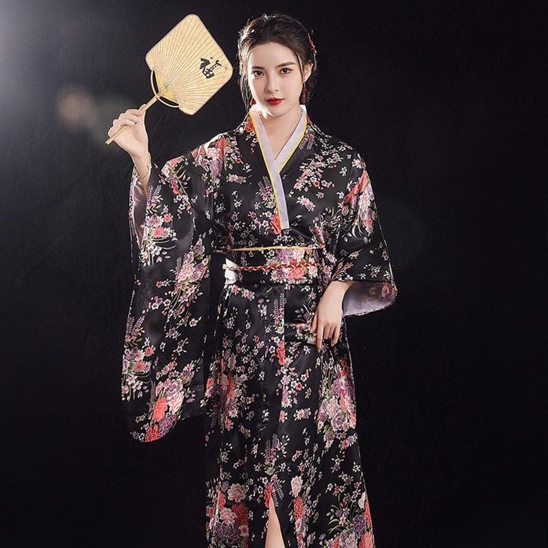 Kimono Japonais Femme Noir - Élégance Intemporelle