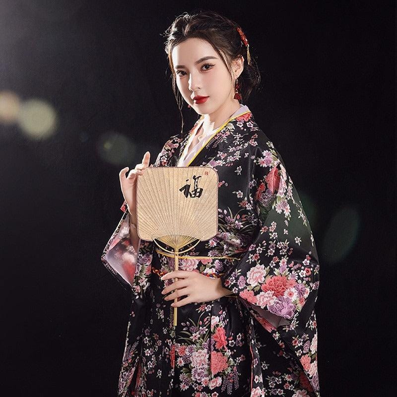 Kimono Japonais Femme Noir - Élégance Intemporelle