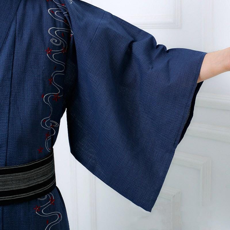 Kimono Japonais pour Homme en Coton Bleu