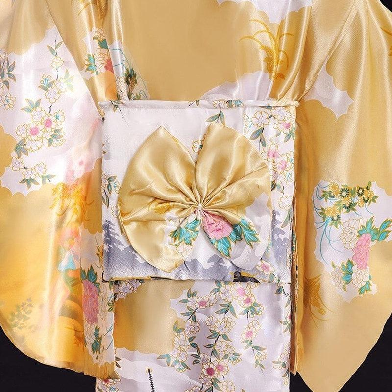 Yellow Japanese Kimono - Brilliant TraditiongetStyle