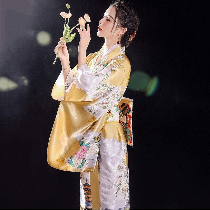 Kimono Japonais Jaune - Éclatante TraditiongetStyle