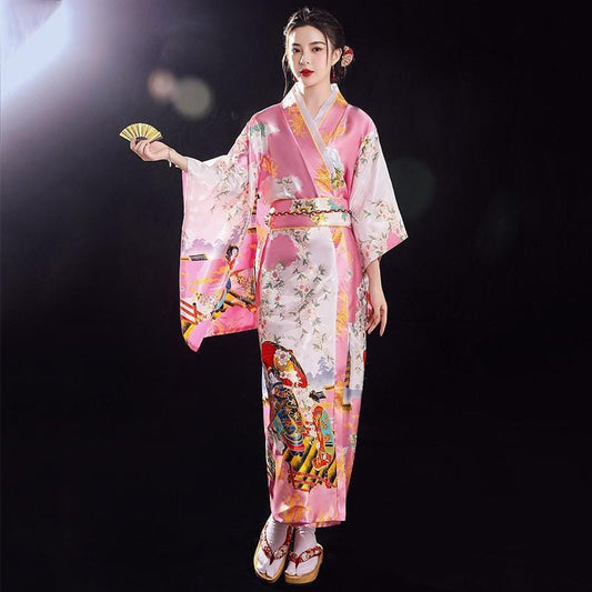 Kimono Japonais en Rose Signature