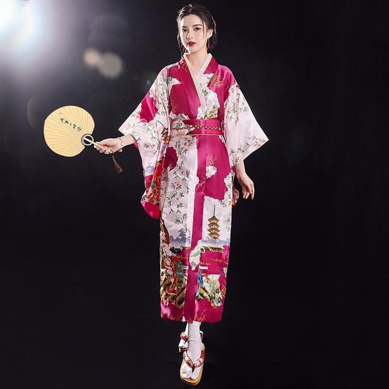 Kimono Japonais en Soie Violet Profond