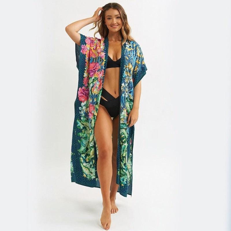 Women's Long Floral Kimono - Spring Eternal Collection