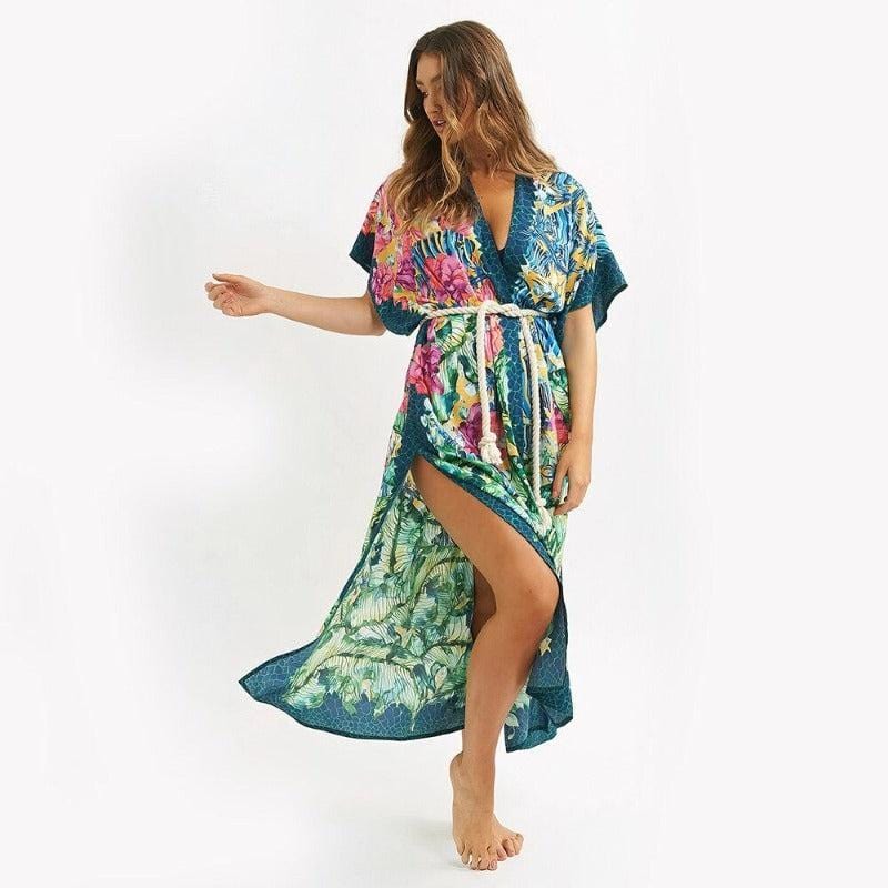 Women's Long Floral Kimono - Spring Eternal Collection