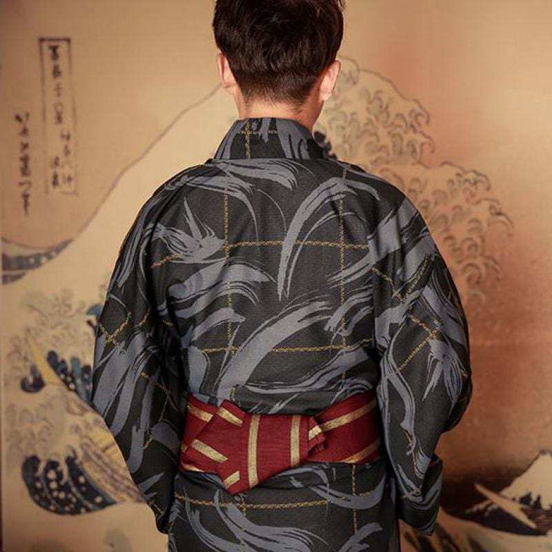 Long Black Japanese Kimono for Men