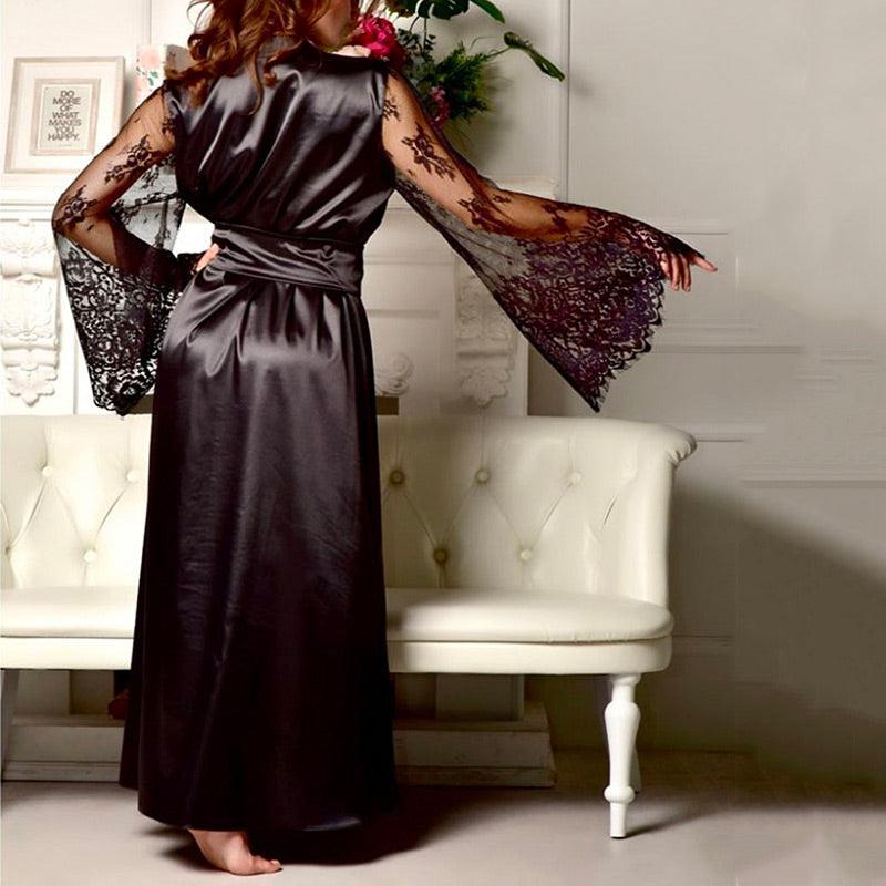 Black Satin Kimono - Luxury Women's Collection