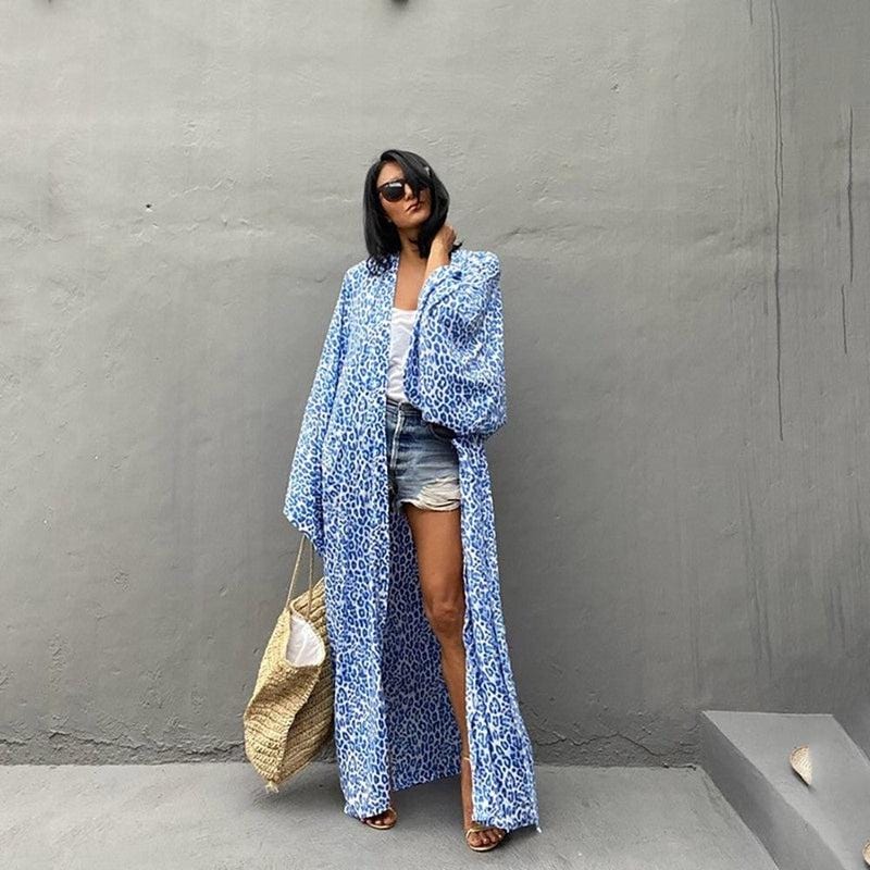 Kimono de Plage Bleu Éclatant