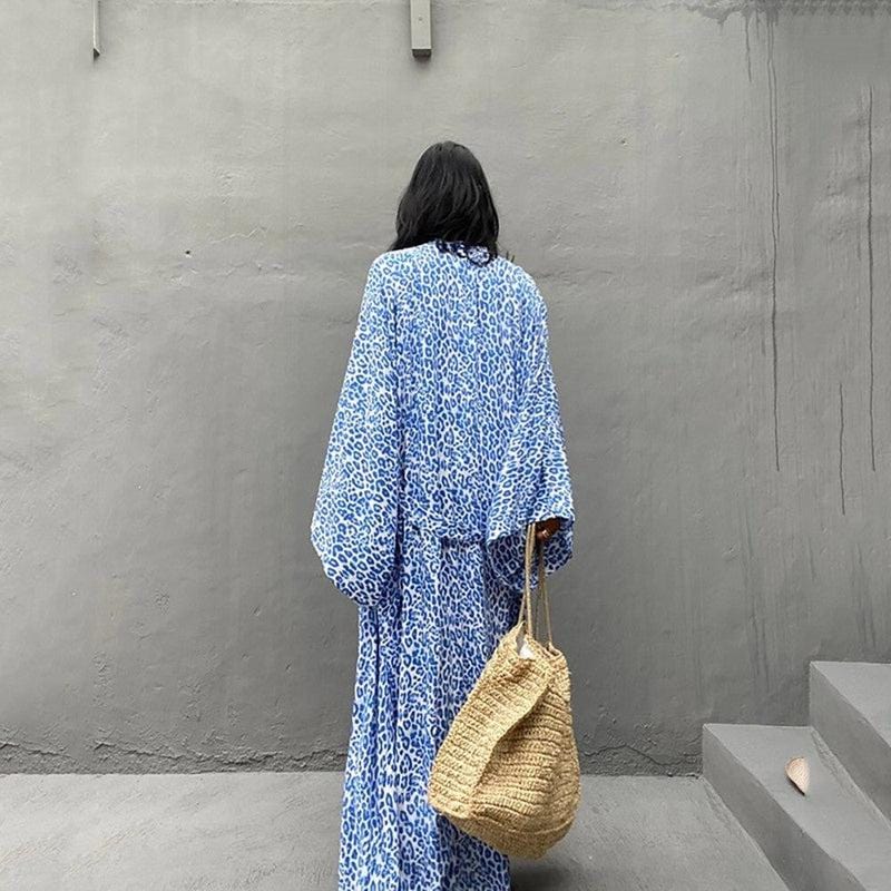 Kimono de Plage Bleu Éclatant