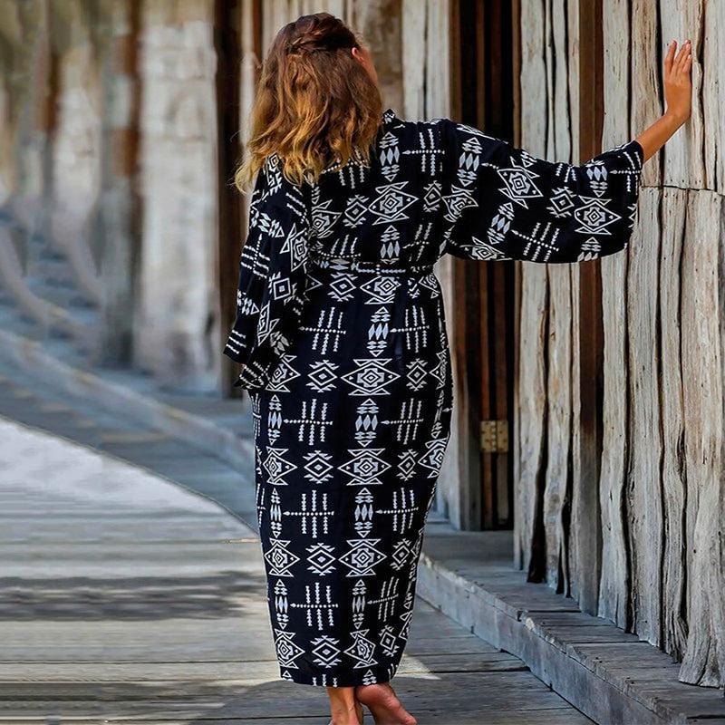 Long Black Beach Kimono - Summer Collection