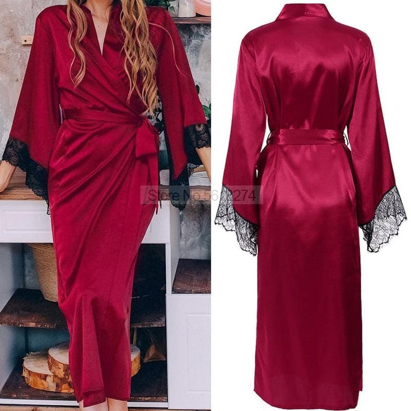 Kimono Rouge Satin - Style Élégant et Luxueux