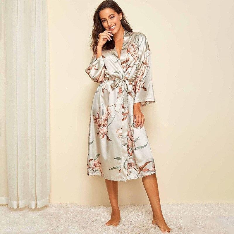 Satin Floral Kimono