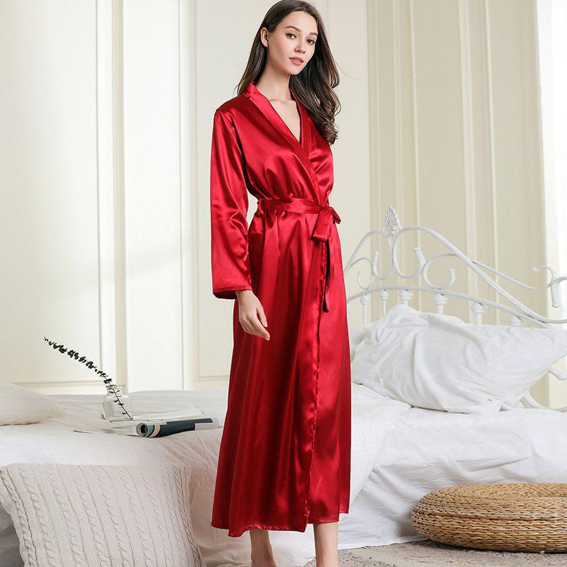 Kimono Satin Rouge pour Femme