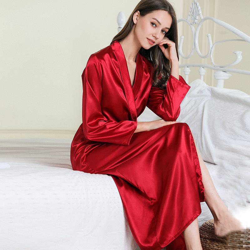 Kimono Satin Rouge pour Femme