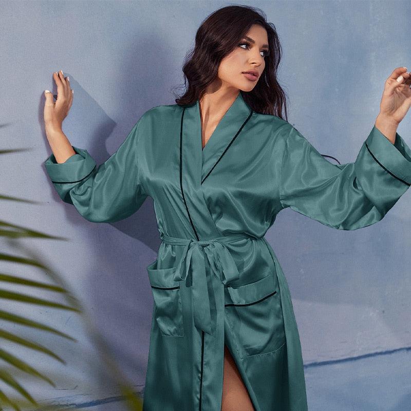 Kimono Satin Vert Émeraude