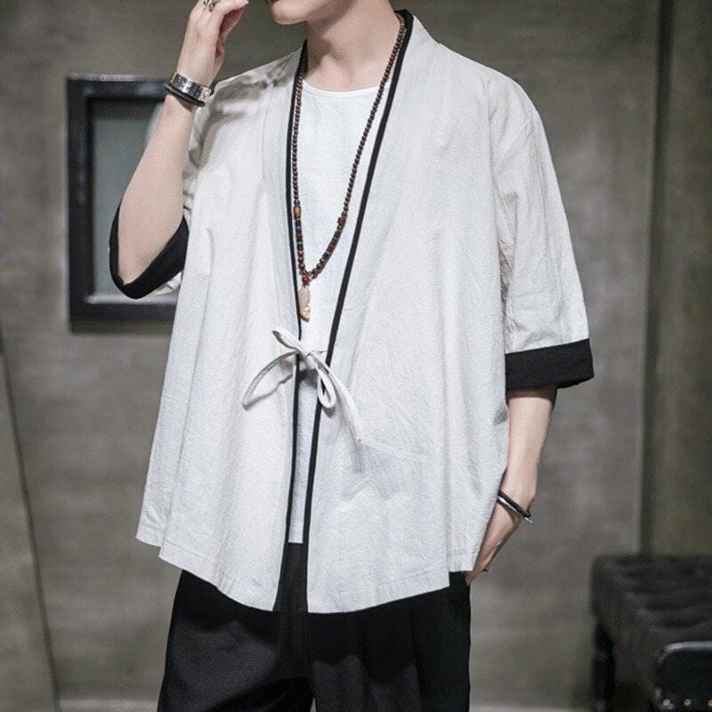 White Streetwear Kimono for Men - Trendy Collection