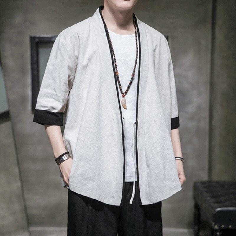 White Streetwear Kimono for Men - Trendy Collection