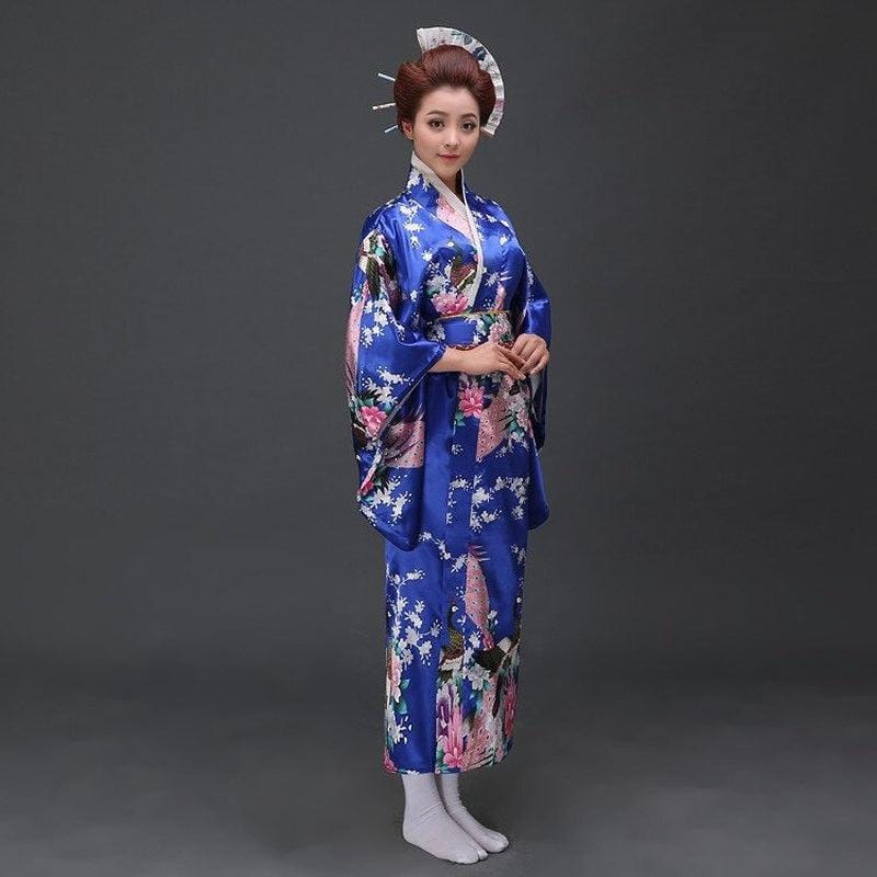 Traditional Japanese Blue Kimono for Women